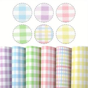 TEMU 6개/세트 부활절 체크무늬 인조 합성 가죽 7.7*12.9인치 DIY 리본, 허리 벨트, 귀걸이, 핸드백, 휴대폰 케이스, 필통, 신발 가방 공예용 인조 가죽 재료|필통
