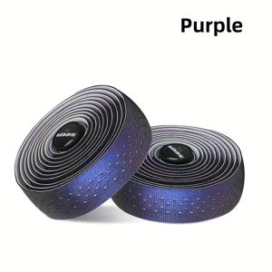 TEMU 2개 세트 부드럽고 편안한 로드 바이크 핸들바 테이프 - 충격 흡수, 미끄럼 방지 강화 그립, 화이트와 퍼플 악센트, PU 소재로 향상된 제어력과 내구성, 자전거 액세서리