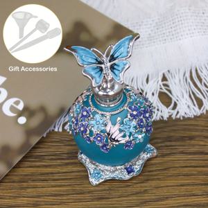 TEMU 섬세한 빈티지 패션 베이스 에나멜 손그림 나비 장식 프로스트 향수병, 휴가 여행용 향수 및 에센셜 오일 디스펜서 병, 여성에게 완벽한 선물 (향수 없음, 빈 병만) + 에센셜 오일 리필 포함