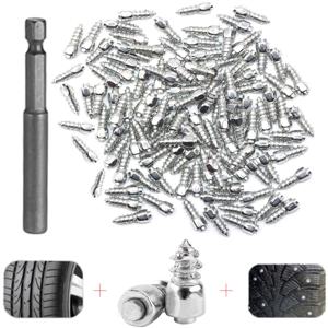 TEMU 100개 범용 모델 미끄럼 방지 스키드 네일 12x4mm 스노우 ATV/자동차//자전거 타이어용 - 나사 스터드, 겨울 추진력 비상 지원 - 차량 및 자전거용 - 눈과 얼음에서의 그립력 향상 - 야외 애호가를 위한 완벽한 선물