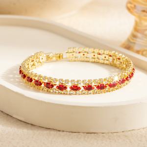 TEMU 큐빅 합성 큐빅 지르코니아 팔찌 - 3단 반짝이는 큐브, 발렌타인데이, 어머니날, 생일 선물용 우아한 멀티 로우 CZ (아내, , 엄마) - 합리적인 가격의 럭셔리 핸드 체인, CZ 스톤, 연중 착용 가능, 청소년용