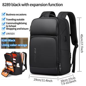 TEMU FENRUIEN 남성용 16인치 노트북 백팩, 출장 및 여행에 적합, 대용량, 다기능 디자인, 확장 가능한 두께, 편리한 USB 충전 기능 제공.