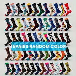 TEMU 신선한 중목 양말 5/8/15켤레 세트 - 1/4 허벅지 길이 랜덤 색상 & 패턴 (하트, 로고) - 파티, 선물, 캐주얼 착용용 통기성 양말 - 5/8/15켤레 옵션 대량 패키지