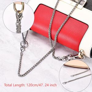 TEMU 304 스테인리스 스틸로 제작된 47.2인치 스타일리시한 더블 루프 체인. 지갑 제작, 핸드백, 크로스바디 백 교체 액세서리에 완벽! 정교하고 내구성이 뛰어나며 DIY 지갑 제작에 적합합니다.