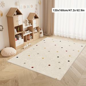 TEMU 직사각형 짧은 파일 깔개 1개, 폴카 도트 프린트 인테리어 러그 - 부드럽고 미끄럼 방지 침실 러그, 침실, 거실, 소파용 장식용 바닥 매트 - 팜하우스 홈 데코, 미적 인테리어 장식 및 미술 용품