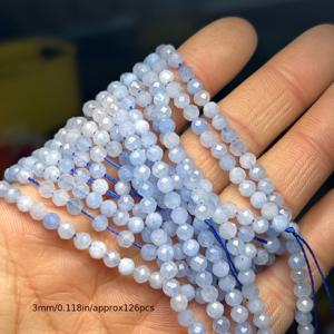 TEMU 6-8-10mm 천연 아쿠아마린 파체드 라운드 비즈 - 정교한 루스 스페이서 스톤 - 부드러운 완전한 천연 스톤 비즈 - 가벼운 럭셔리 우아함 - 다양한 모양의 주얼리 제작에 적합, 팔찌, 목걸이, 귀걸이 등에 이상적