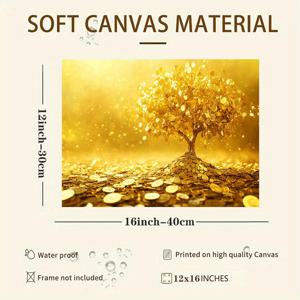TEMU 프레임 없는 캔버스 포스터 1장 - 황금 동전이 자라는 황금 나무 - 거실, 침실, 사무실 등에 완벽한 장식 - 프레임 없는 벽 장식 포스터, 휴일 및 생일에 이상적인 선물