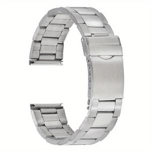TEMU 우아한 스테인리스 스틸 시계 밴드 - 12-24mm 핏, 안전한 접이식 버클, 남녀공용 슬림 디자인 - 캐주얼 의상에 이상적