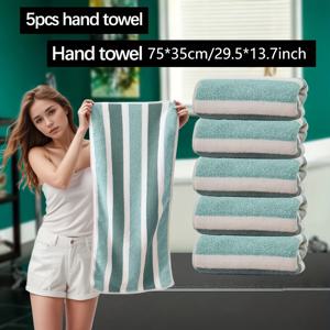 TEMU 이 세트의 5개 타월은 x 13.7인치 (75 x 35cm)이며, 부드럽고 흡수성이 뛰어난 타월로, 털 빠짐이나 변색이 없습니다. 가정용으로 필수적이며 욕실에 완벽하며, 피부에 편안함을 주는 빠른 건조 시간으로 얼굴 타월로도 적합합니다.