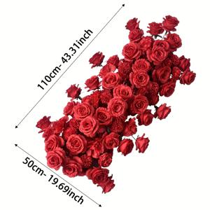 TEMU 커피누드 꽃 벽 모양의 인공 꽃 대형 플로어 장식, 웨딩 사진 및 소셜 미디어 체크인에 완벽하며 장미의 폭포가 특징입니다.