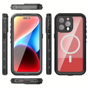 TEMU 아이폰 13, 14, 15 Plus, 16 Pro Max용 튼튼한 방수 케이스. 이 케이스는 마그네틱 충전 기능과 360도 커버를 제공하며 스노클링, 수영, 다이빙과 같은 야외 활동에 적합합니다. 포괄적인 보호 기능을 제공합니다., 아이폰 폰케이스, 휴대폰케이스, 휴대폰 케이스, 핸드폰 케이스, 아이폰케이스, 맥세이프용 폰케이스