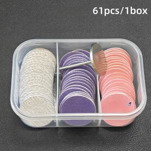 TEMU 61개 금속 나일 드릴 비트가 있는 금속 나일 드릴 비트가 없는, #80 #180 #240 Grit 대체 샌드페이퍼 디스크, 트리밍 나일과 발을 위한, 발을 부드럽게 하기 위해 사용되는, 모공 제거 및 죽은 피부 파일, 보관함이 있는, 네일 아트 용품