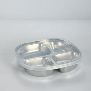 TEMU 스테인리스 스틸 접시 + PP 뚜껑, 레스토랑·주방·회사식사·휴일 파티용 식전 준비 접시