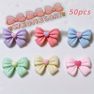 TEMU 부드러운 색상의 반짝이는 레진 하트 모양 리본 스티커 50개입 - 휴대폰 케이스, 헤어 클립, 물병 및 주얼리 액세서리에 완벽합니다.