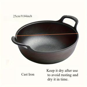 TEMU 20/25cm 프리시즌드 주철 프라이팬 - 논스틱 듀얼 핸들, 캠핑 및 실내용 내구성 강한 그릴 쿡웨어