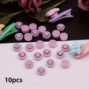 TEMU DIY 공예용 미니 회전 베어링 10개 세트, 헤어 클립 및 폰 케이스 액세서리 - 창의적인 프로젝트를 위한 메탈릭 샤프트가 있는 핑크 레진 스피너 휠
