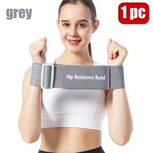 TEMU 엉덩이 & 허벅지 트레이닝용 조절 가능한 탄성 저항 밴드 1개 - 요가, 운동, 다리 탄력 강화용 피트니스 스쿼트 밴드 - 회색/분홍색/파란색/보라색 - 나일론 소재, 다양한 저항 레벨, 내부 & 외부 허벅지를 목표로