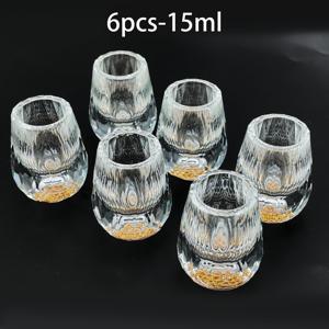 TEMU 6pcs 미니 골든 샷 글라스 - 납이 없는, 재사용 가능, 손세탁 전용, 바, 클럽, 가족 모임에 이상적, 파티 글라스웨어 | 우아한 바웨어 | 내구성 있는 글라스웨어, 미니어처 음료