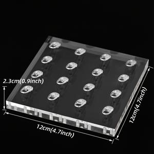 TEMU 16슬롯 투명 스퀘어 아크릴 링 디스플레이 스탠드 - 주얼리 쇼케이스 보관용으로 완벽한 스타일, 주얼리 가게나 홈 링 홀더, 주얼리 제작 디스플레이 포장 용품