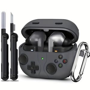 TEMU 갤럭시 버드 3 및 갤럭시 버드 3 프로용 클래식 게임 케이스 커버, 3D 디컴프레션 버튼 및 클리닝 액세서리 포함.