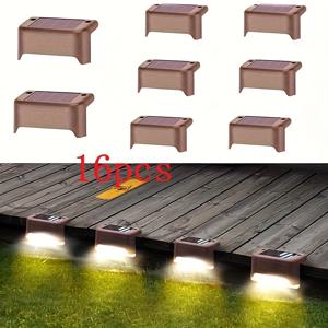 TEMU 4/8/12/16개 태양광 데크 라이트, 야외 태양광 LED 계단 라이트, 태양광 마당 조명 -, 야외 계단, 울타리, 정원, 테라스, 발코니, 마당 및 길에 적합