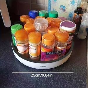 TEMU 360° 회전 주방 정리대 턴테이블 - 양념, 병 및 용기용 다기능 카운터탑 수납 선반 - 화이트 아이언 선반 파우더 코팅 마감 - 홈 키친 조직, 주방 정리 및 보관에 완벽