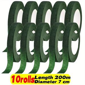 TEMU 꽃다발 포장용 플로럴 테이프 10롤, 녹색 종이 접착제 재질, 조화 및 식물 줄기에 적합, 공예 및 장식에 완벽.