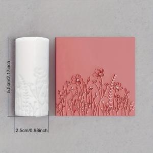 TEMU 야생 꽃과 풀, 조각된 초원이 피는 롤링 핀, 점토 인감, 세라믹 롤러, 폴리머 클레이 꽃 초원 롤러 귀걸이 소프트 클레이 인감 롤링 핀