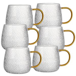 TEMU 일상적인 물, 커피, 주스 및 우유를 위한 창의적 해머 아이 텍스처 유리컵 2/4/6개 세트, 홈 아침 오트밀 컵 470ml/15.8oz