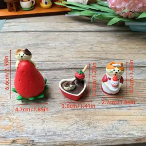 TEMU 귀여운 고양이가 딸기 미니어처를 먹고 있는 모습 - 레진 동물 조각품, 초콜릿 딸기 테마, 파티 장식 및 가게 디스플레이에 이상적, 크리스마스, 할로윈, 데이, 정원 스타일 식품 테마, 전기 필요 없음, 정원 장식|즐거운 디자인|손수 만든 레진, 고양이 장식