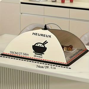 TEMU 1개 대형 접이식 식탁 커버, 방충 식품 커버, 가정용 먼지방지 및 통기성 야채 커버 우산