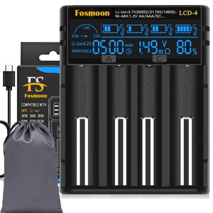 TEMU 18650 배터리 충전기, 용량 표시 LCD 스크린, 조절 가능한 2A 18650 충전기, 26650 21700 18350 17500 14500 18650에 적합, NiMH NiCd AAA AA 범용 배터리 충전기