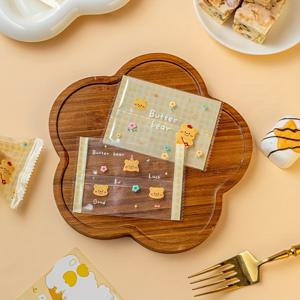 TEMU 100개 버터 베어 프린트 선물 가방 - 파티 호의용 장식 보석 주머니, 공예 및 소품용, 귀여운 곰 디자인의 일회용 플라스틱 포장