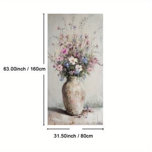 TEMU 1개 액자 장식 꽃 정물 캔버스 벽 예술 - 대형 오일 페인팅 스타일, 러스틱 화병에 생동감 있는 핑크 & 블루 꽃들, 거실, 침실 또는 홈 오피스를 위한 모던 팜하우스 데코, 목재 프레임 포함, 교실 장식 | 계절별 장식 | 행렬 장식, 홈 데코