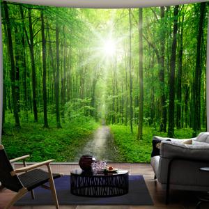 TEMU 1개 초대형 사이즈 녹색 숲 햇빛 자연 풍경 벽 장식 태피스트리 - 사진 배경 천 생일 선물 파티 장식 거실 침실 사무실 호스텔용 무료 걸이 클립 포함