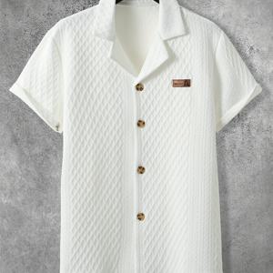 TEMU 남성용 통기성 좋은 캐주얼 폴로 셔츠, 심플한 플로럴 디자인, 가볍고 스타일리시하여 여름 나들이에 완벽합니다.