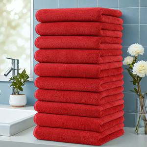 TEMU 10개의 초박형 마이크로파이버 단색 타월 세트, 크기 16.5*27.5인치/42*70cm, 부드럽고 편안함, 높은 흡수력, 정리된 모서리, 하이킹, 캠핑, 야외 스포츠, 가정용, 샤워, 피트니스, 사우나에 적합합니다.|수건|샤워타올|샤워커튼