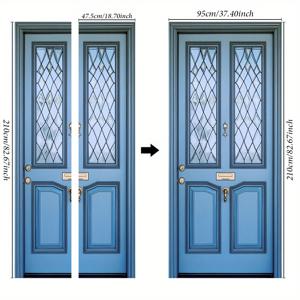 TEMU 블루 도어 벽 미술, 창문용 분리형 자체 접착 벽지, 장식용 문 스트립, 문 프레임용 벽화, 문 손잡이용 데칼, 가정용 문 링용 스티커, 침실 및 거실에 적합합니다.