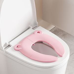TEMU 청소년용 휴대용 접이식 변기 좌석 - 컴팩트하고 위생적인 화장실 훈련 시트, 손잡이 및 스텝 스툴 포함 - 회색/분홍색/파란색 - 여행, 가정 및 야외 사용에 이상적