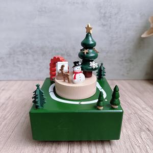 TEMU 눈사람 크리스마스 뮤직 박스, 크리스마스 트리 뮤지컬 박스, 기계식 무브먼트가 있는 선물, 수제 선물, 작은 기차.