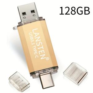 TEMU LANSTEN 타입 C USB 스틱 64GB/128GB/256GB OTG USB C 메모리 스틱 2-in-1 미니 플래시 드라이브, 맥북 프로, 스마트폰, 태블릿, 노트북 및 컴퓨터용 외장 펜드라이브 (골든)