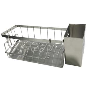 TEMU 물받이 바구니가 있는 스테인리스 스틸 선반, 다기능 주방 싱크대 정리함, 공간 절약형 조리대 랙, 헝겊, 비누 디스펜서, 브러쉬 보관에 적합 - 주방 및 욕실 용품을 위한 다용도 수납 랙.