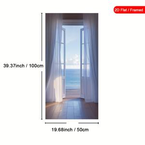 TEMU 2D 평면, 1개 프레임 포함 신선한 대형 벽 예술, 생생한 대형 벽 예술, 모던 벽 장식, 창문 포스터, 커튼 그림, 바다 풍경 예술 프린트, 홈 데코, 그림, 룸 미학, 벽 장식 프린트, 선물, 프레임 포함 [2D 평면], 2D 평면