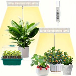 TEMU 조절 가능한 높이, 자동 On/Off 타이머 (3, 9, 또는 12시간), 그리고 4단계 밝기 조절 기능이 있는 실내 식물용 풀 스펙트럼 LED 재배 조명으로, 가정용 책상 식물을 밝히기에 완벽합니다.