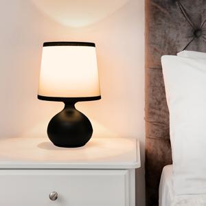 TEMU 현대적인 북유럽 스타일의 검은 천 테이블 램프, 매끈한 금속 베이스, USB 전원, 조절 가능한 LED 라이트, 눈에 친화적이고 아늑한 침실 및 거실 분위기를 위한 빛, 완벽한 선물 아이디어, 침실용 램프|식탁조명