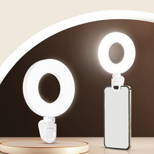 TEMU 냉온 각 40구 모바일 폰 링 라이트, 삼색 온도 조절 4단계, 3000K-6500K 색온도, 180lm , 80Ra 색감, 800mAh 배터리 지속시간 2시간, 다중 장면 적용