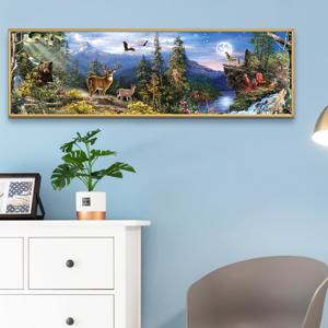 TEMU 특대형 5D 페인팅 키트 - 숲 풍경, 원형 풀 드릴 캔버스 아트, 홈 데코 및 선물용으로 적합, 추가 비즈 포함, 쉬운 완성, 11.8X35.5인치|보석십자수