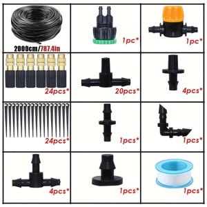TEMU 자동 드립 관수 키트 - 4/7mm 브라스 분무 노즐 장착, 잔디밭·화분·온실용, 자동 드립 시스템