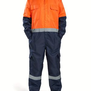 TEMU 봄/가을 스타일 투톤 캐주얼 점프수트 (포켓 및 탄성 밴드 포함), 야외 활동에 적합 (Shule Water OBM)