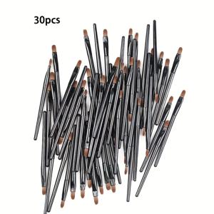 TEMU 10/30 블랙 립 브러시 세트 - 다목적 립 글로스 및 립스틱 애플리케이터 및 아이 메이크업, 알코올 프리 폴리에스터 브리스터, 모든 피부 유형에 적합